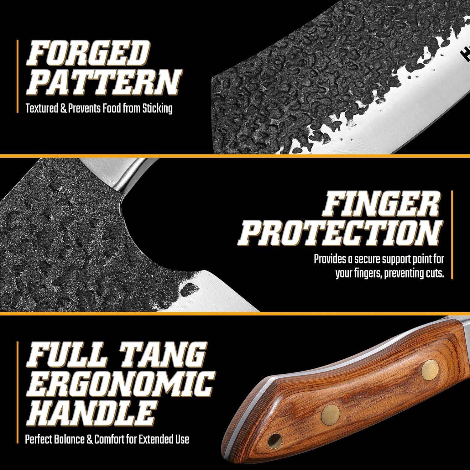 Cuchillo Cleaver Huusk 17.78 cm Acero Al Carbono para BBQ