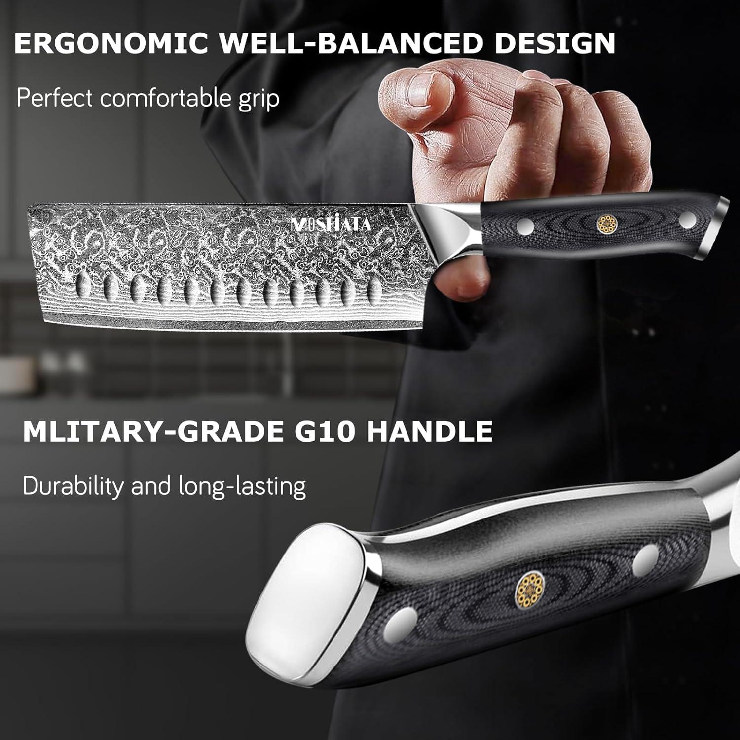 Cuchillo Nakiri MOSFiATA 18 cm Damasco VG-10 Mango Ergonómico