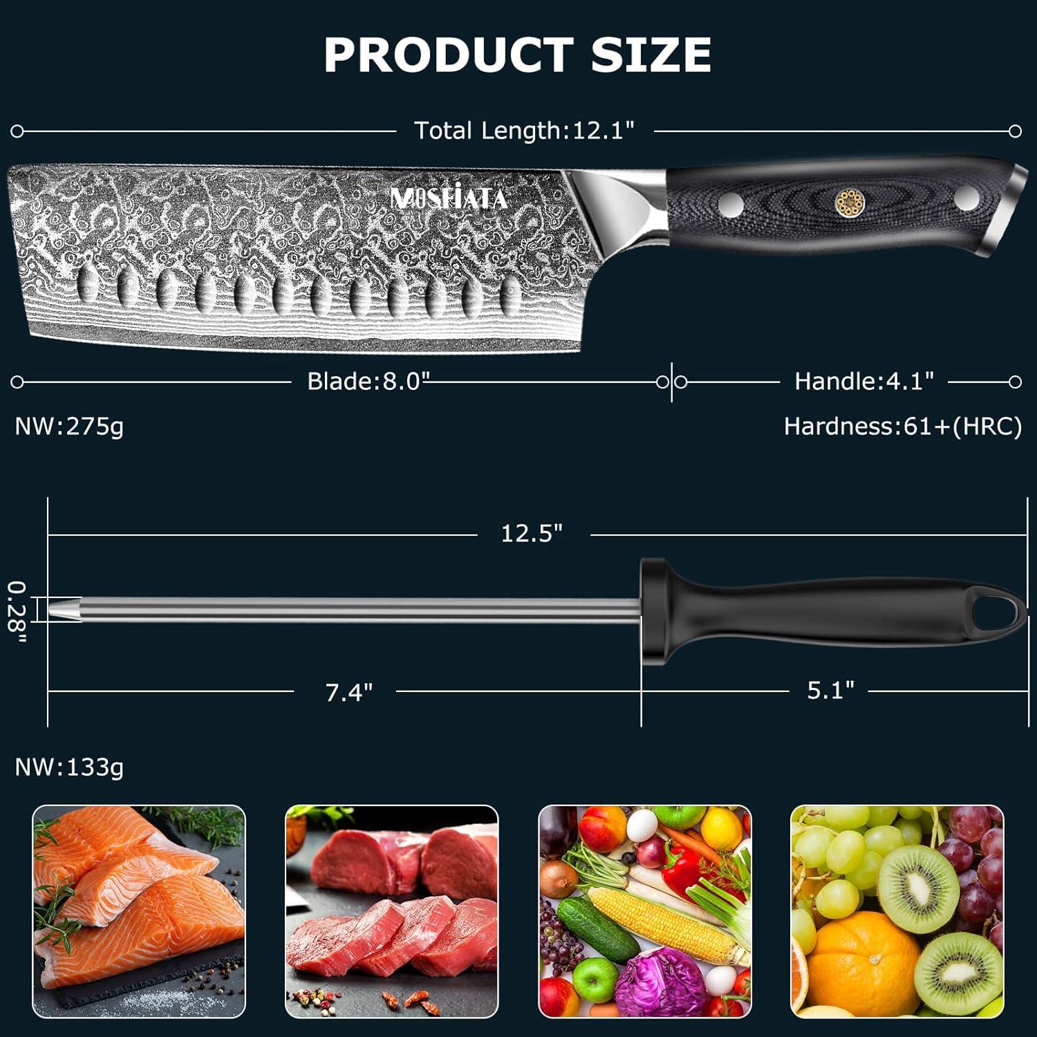 Cuchillo Nakiri MOSFiATA 18 cm Damasco VG-10 Mango Ergonómico