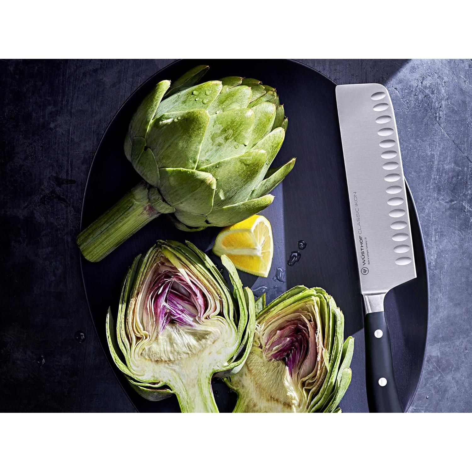 Cuchillo Nakiri Wüsthof Classic Ikon 17.78 cm Bisel Hueco