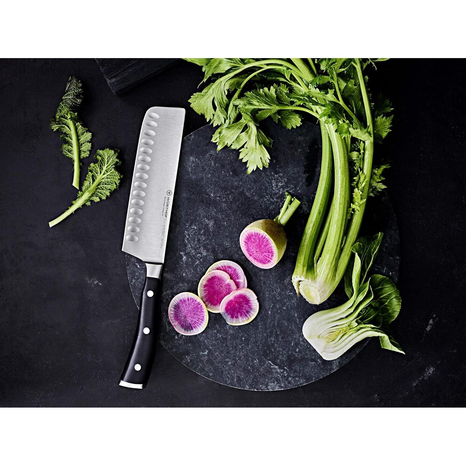 Cuchillo Nakiri Wüsthof Classic Ikon 17.78 cm Bisel Hueco