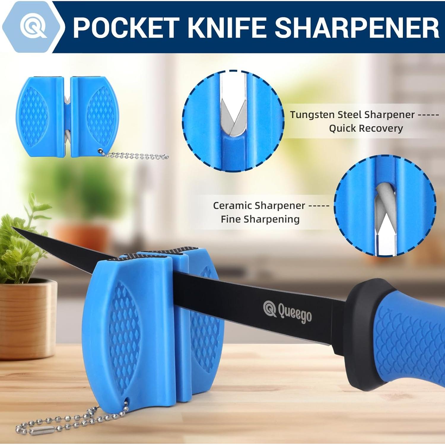 Cuchillo para filetear Queego 17.78 cm acero inoxidable con afilador