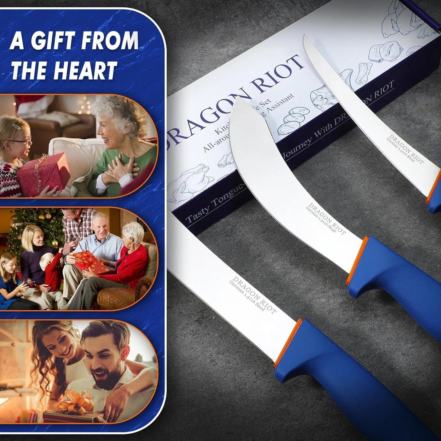 Conjunto de Cuchillos de Carnicería Dragon Riot 3 Pcs - Acero Inoxidable