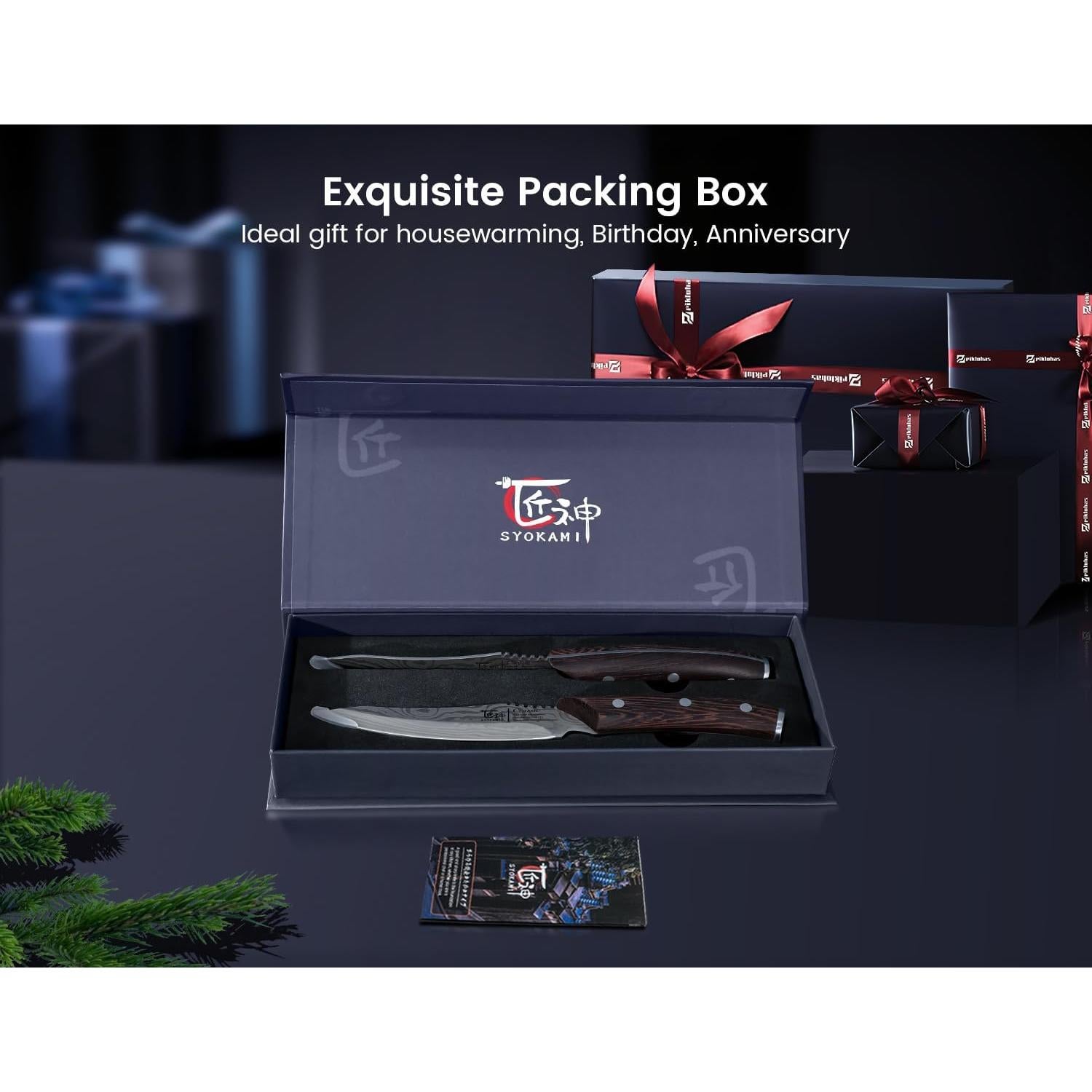 Juego de cuchillos para carne SYOKAMI - 2 piezas, acero inoxidable