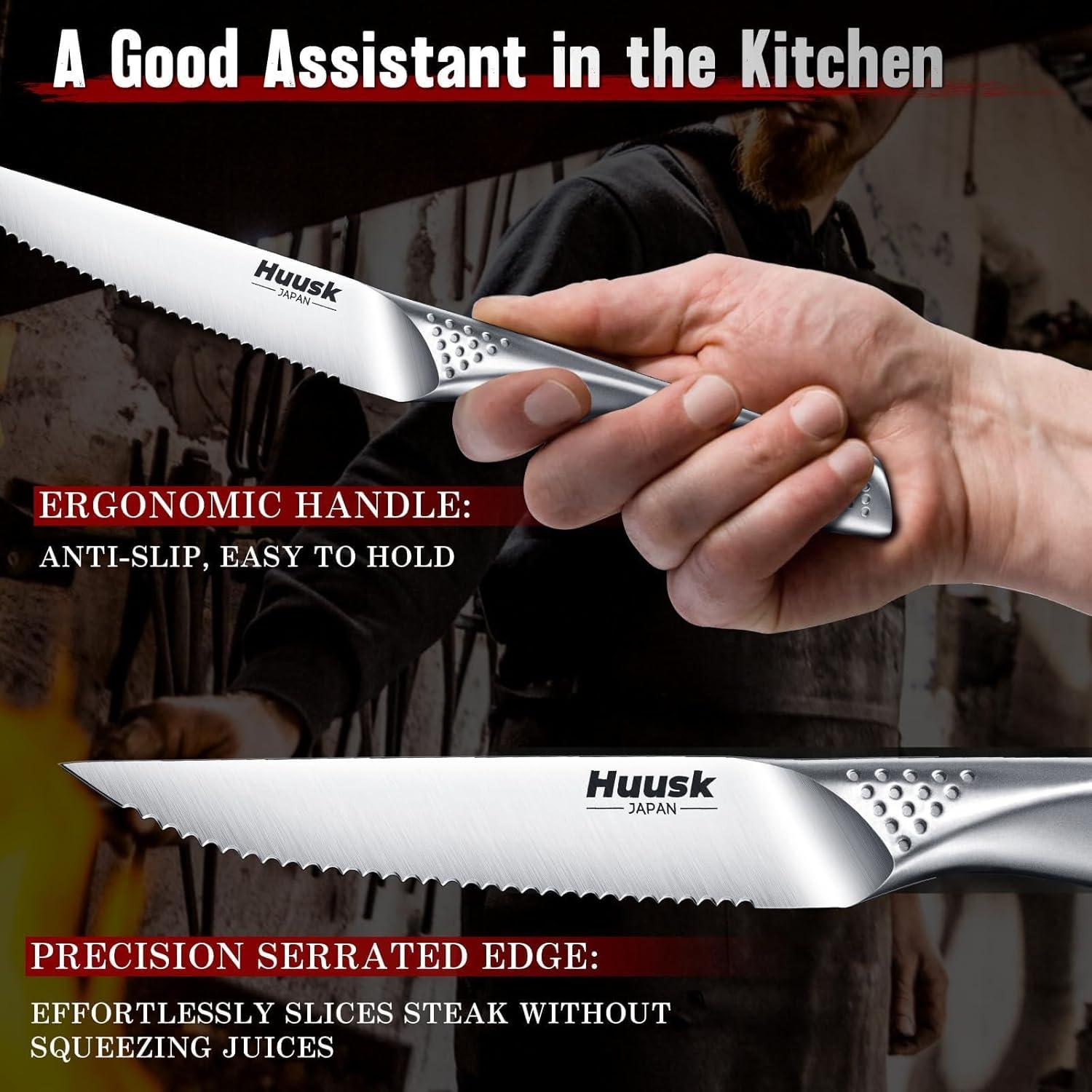 Juego de Cuchillos de Carne Serrados Huusk 11.4 cm Acero Inoxidable