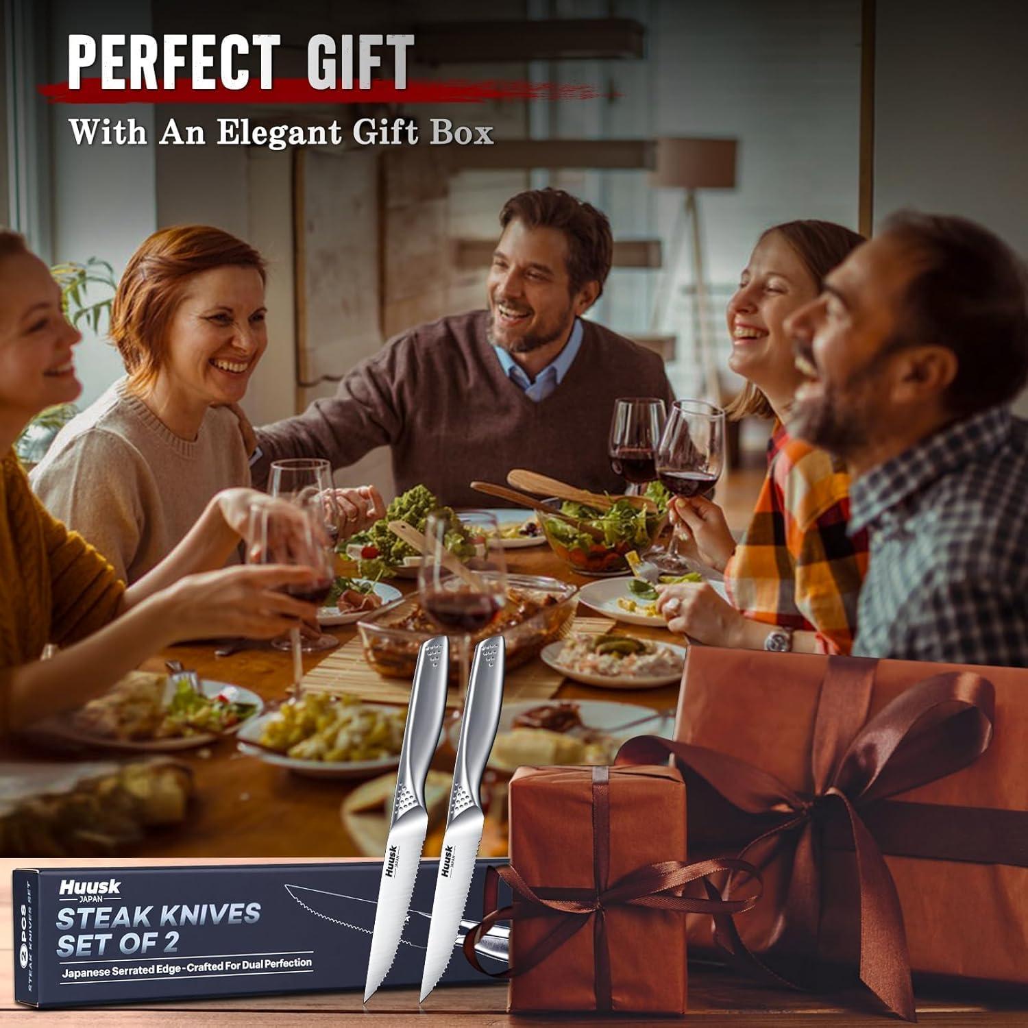 Juego de Cuchillos de Carne Serrados Huusk 11.4 cm Acero Inoxidable