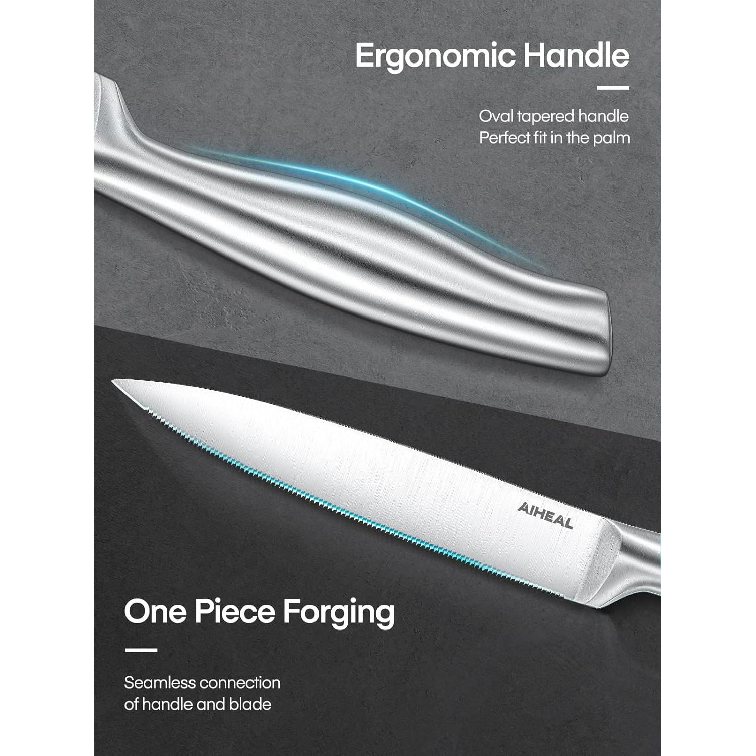 Juego de 8 Cuchillos para Carne Aiheal de Acero Inoxidable