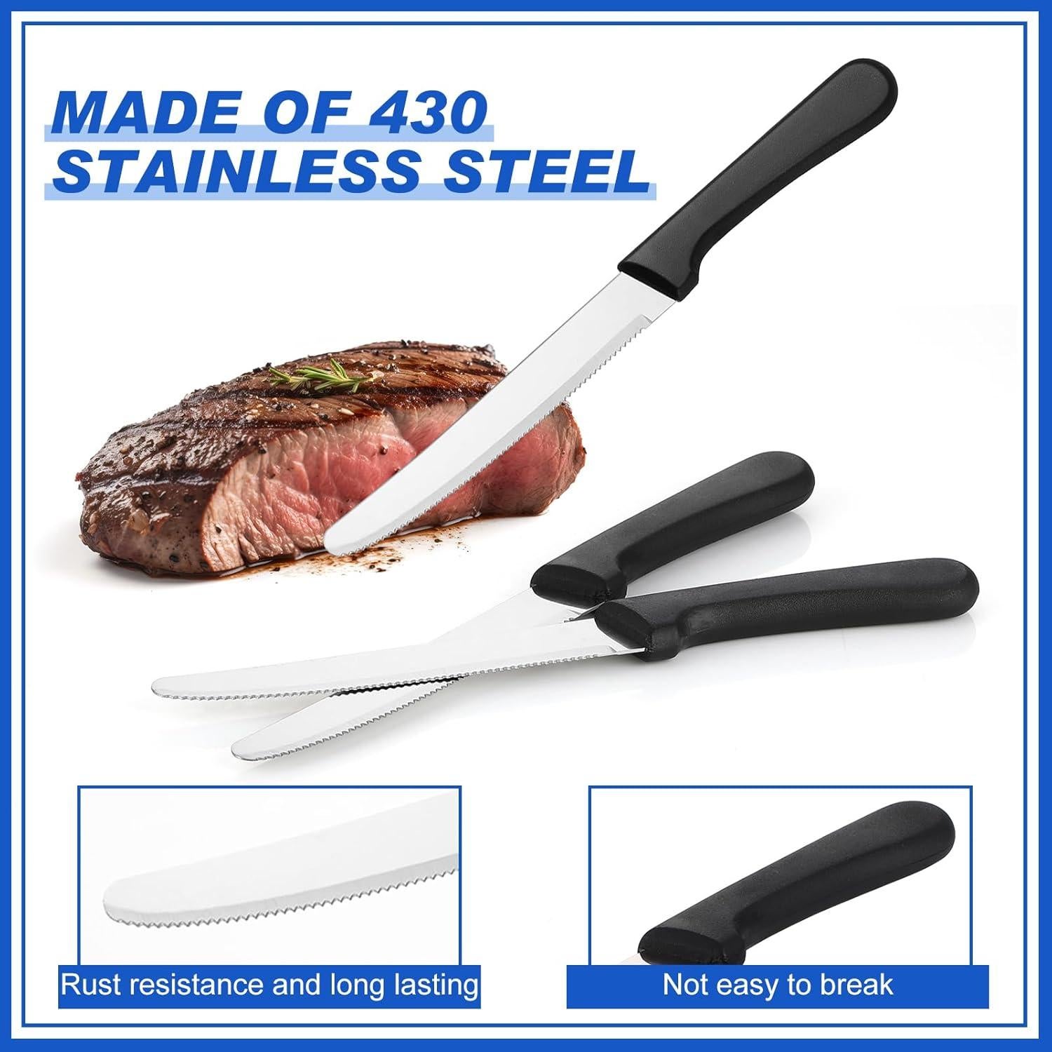 Zhehao 100 Cuchillos de Carne 21.3 cm Acero Inoxidable Negro