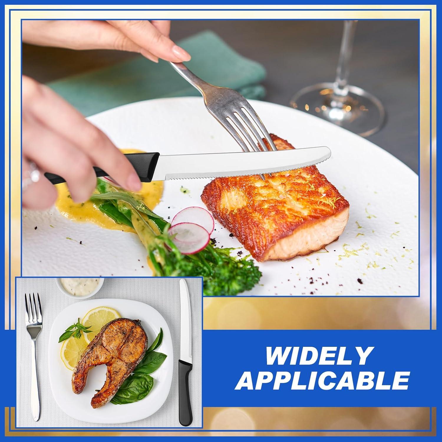 Zhehao 100 Cuchillos de Carne 21.3 cm Acero Inoxidable Negro