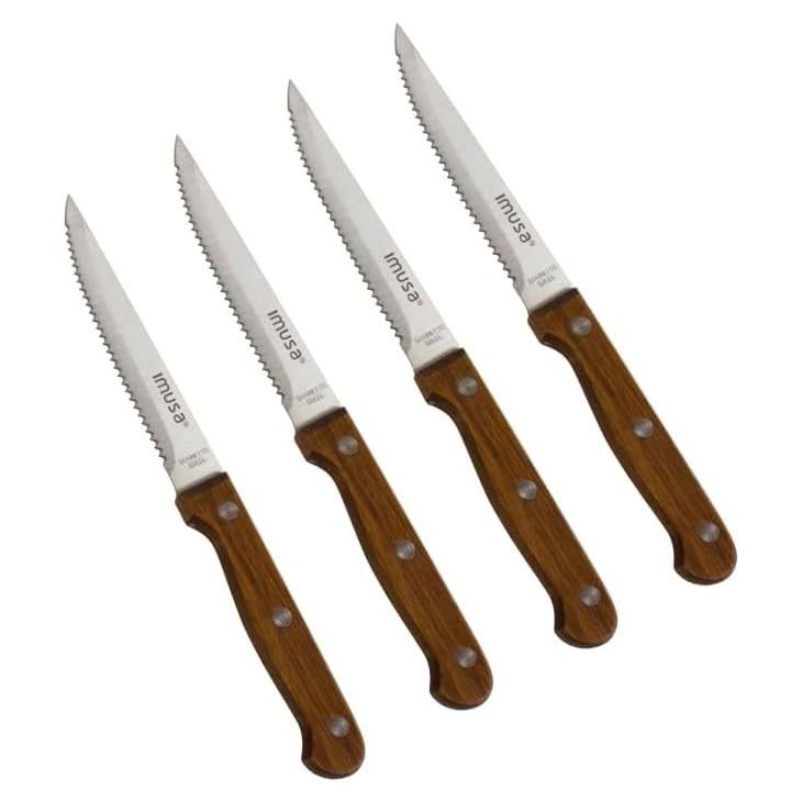 Set de 4 Cuchillos de Carne IMUSA Acero Inoxidable Madera