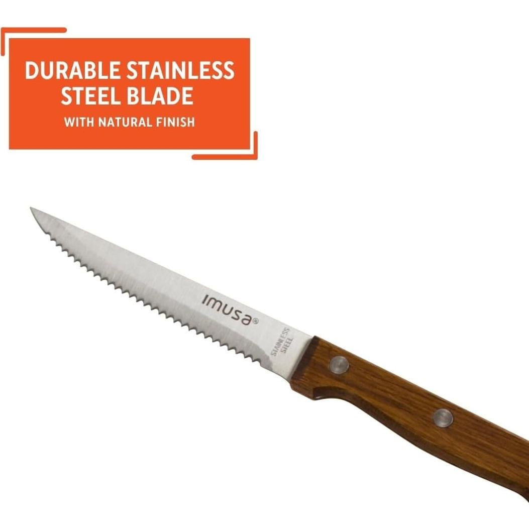 Set de 4 Cuchillos de Carne IMUSA Acero Inoxidable Madera