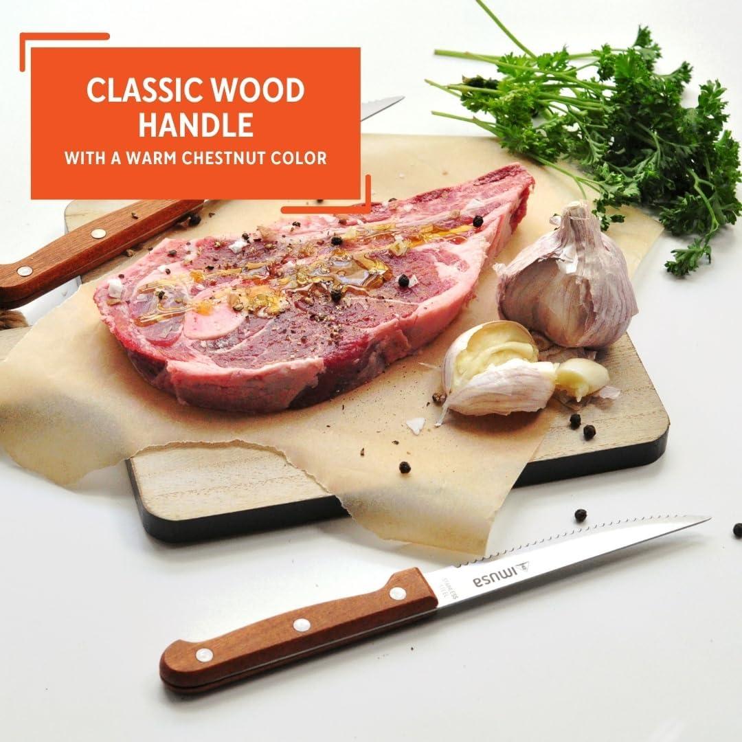Set de 4 Cuchillos de Carne IMUSA Acero Inoxidable Madera