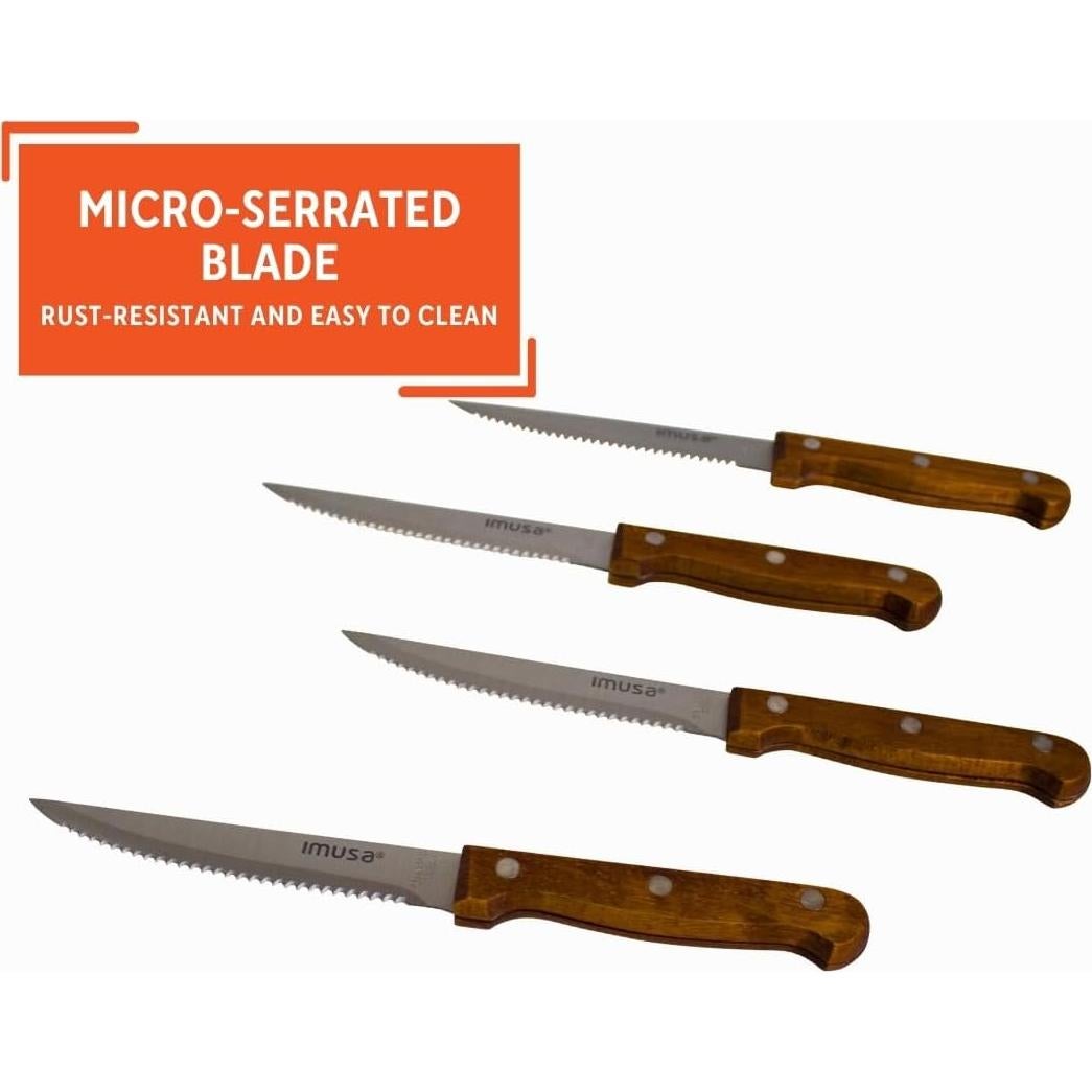 Set de 4 Cuchillos de Carne IMUSA Acero Inoxidable Madera