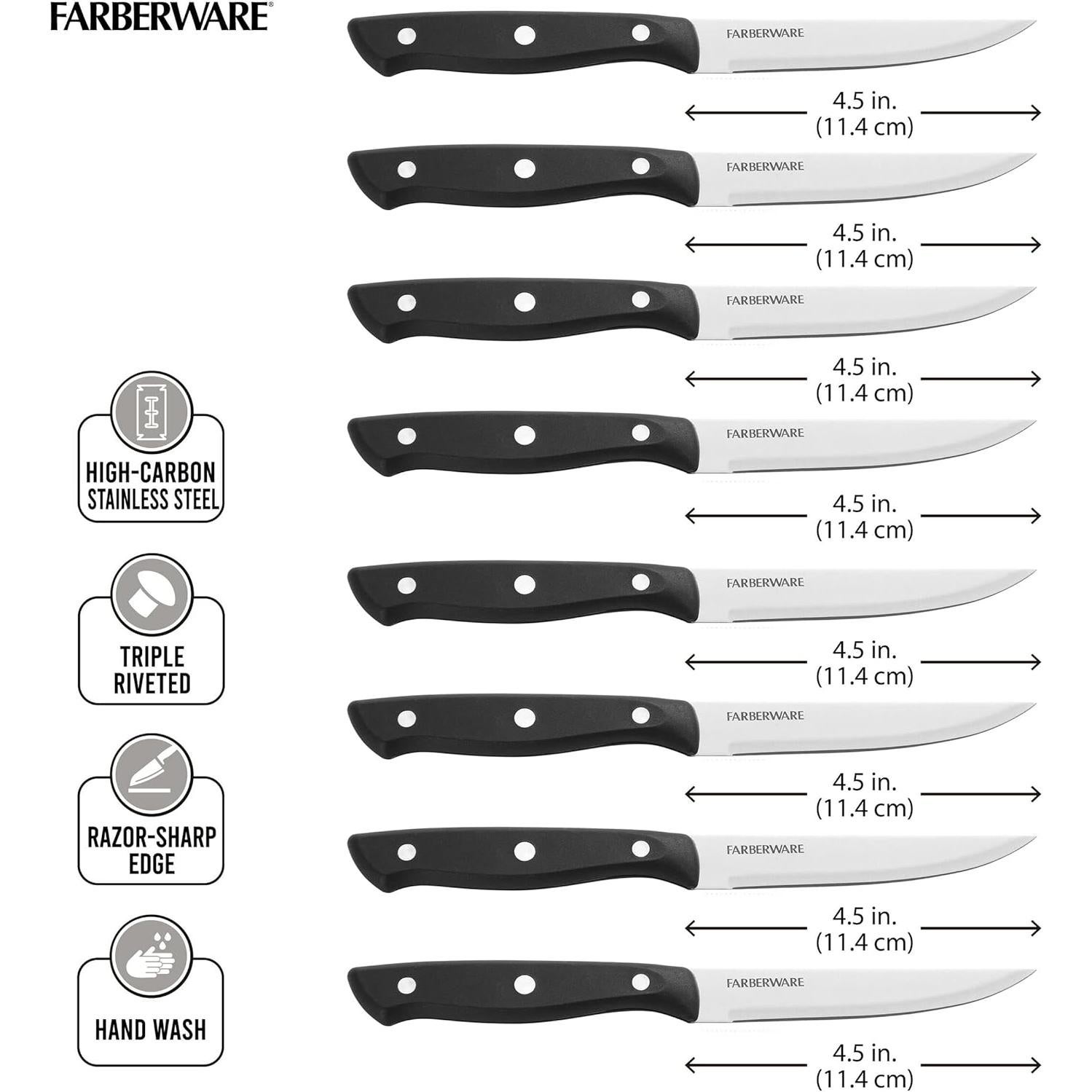 Conjunto de cuchillos de carne 8 piezas Farberware acero inoxidable