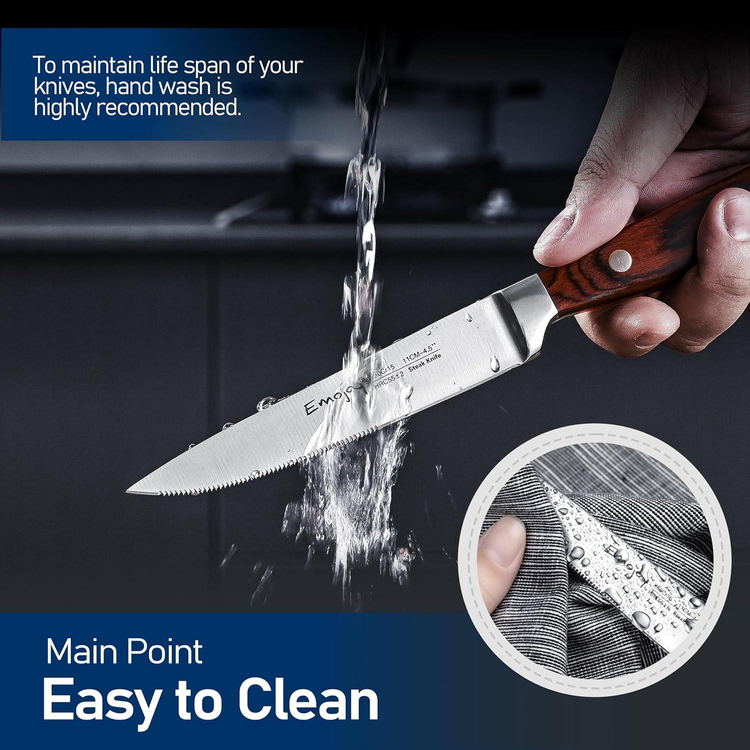 Juego de Cuchillos para Carne Emojoy 8 Piezas Acero Inoxidable