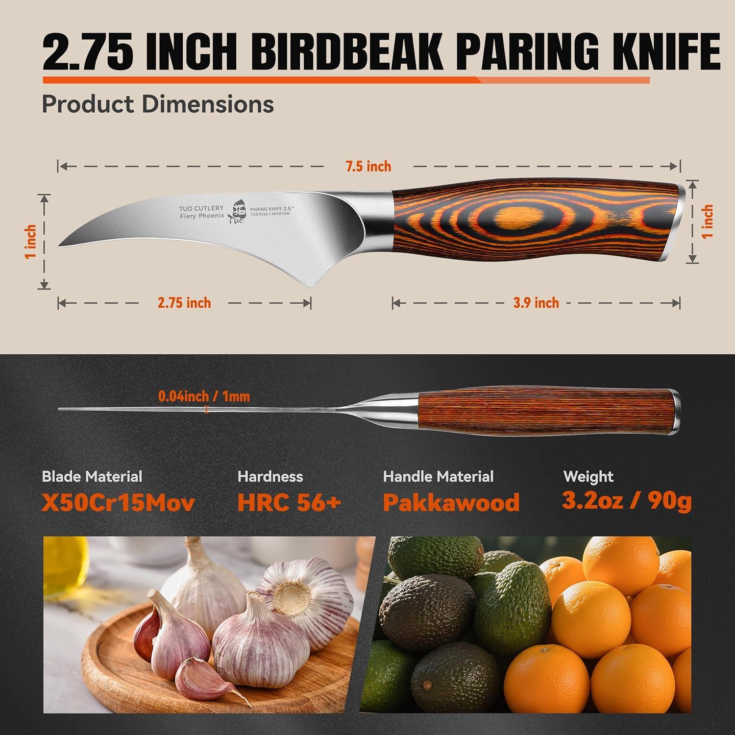Cuchillo de Pelar TUO 6.35 cm Acero Inoxidable Ergonómico