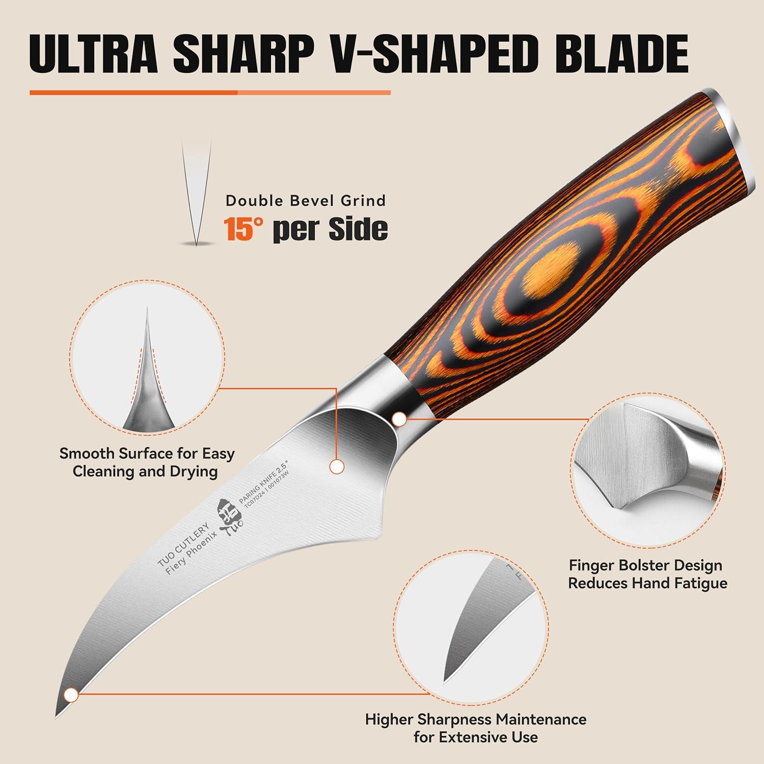 Cuchillo de Pelar TUO 6.35 cm Acero Inoxidable Ergonómico