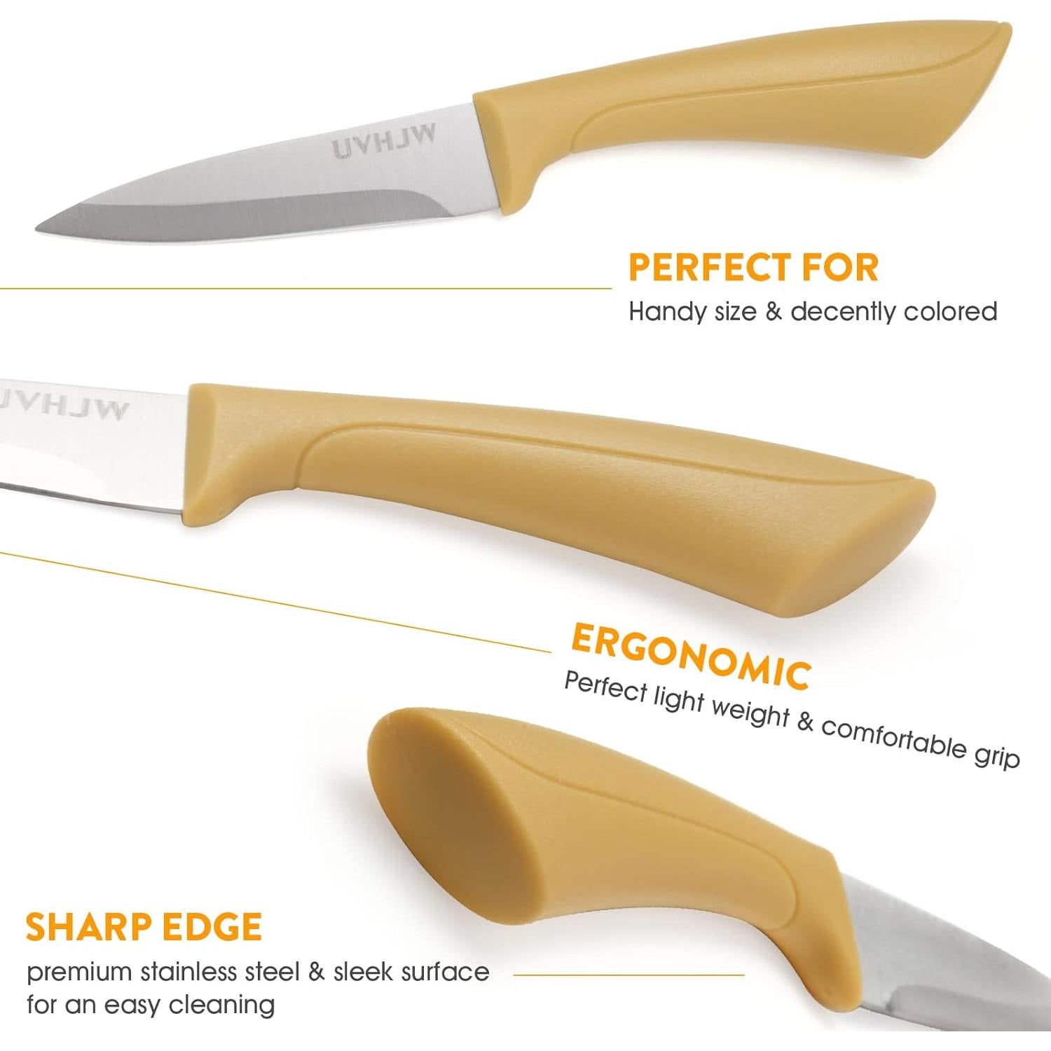 Juego de 3 cuchillos de pelar UVHJW - Acero inoxidable 8.9 cm