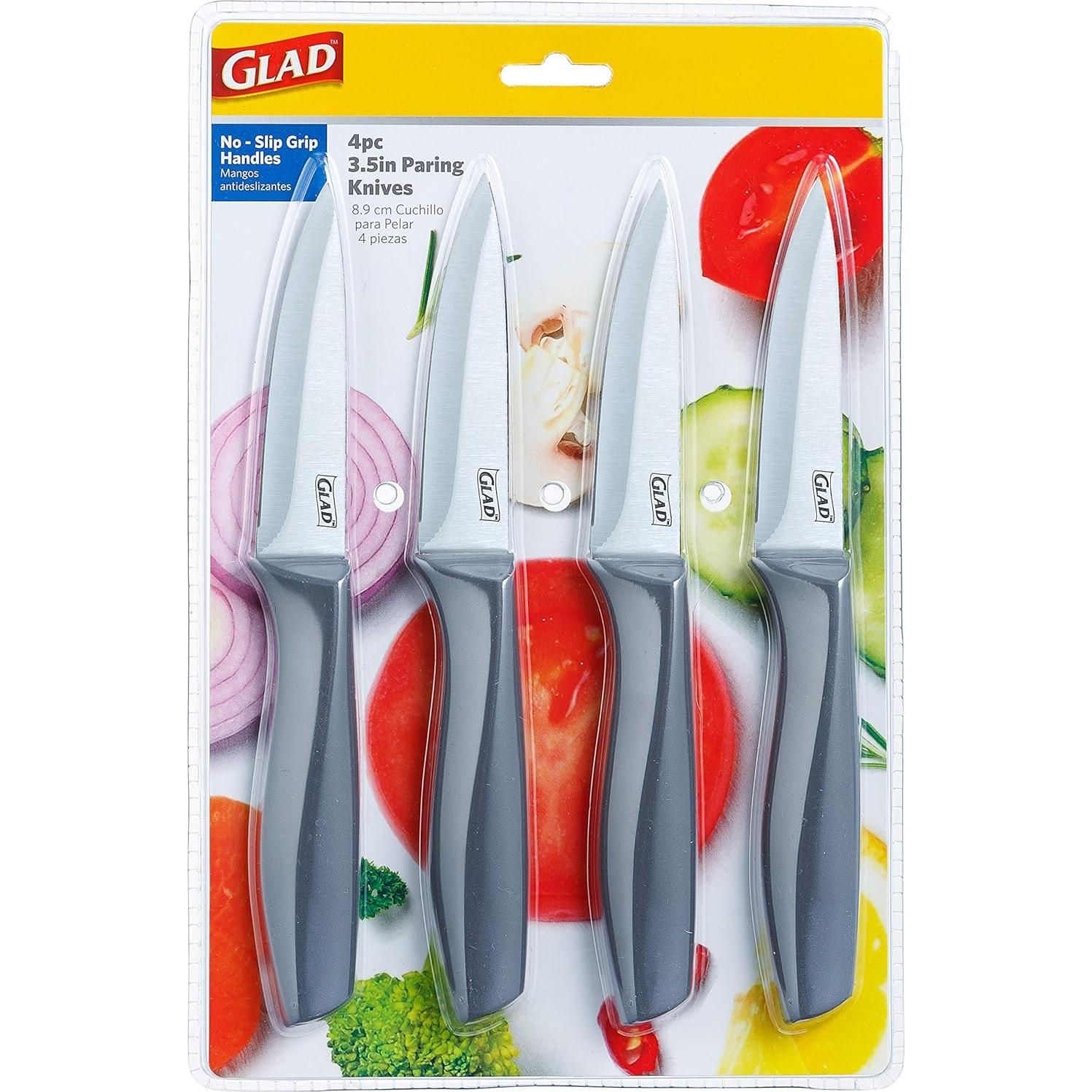 Juego de Cuchillos de Pelar Glad 4 Piezas Acero Inoxidable 8.9 cm