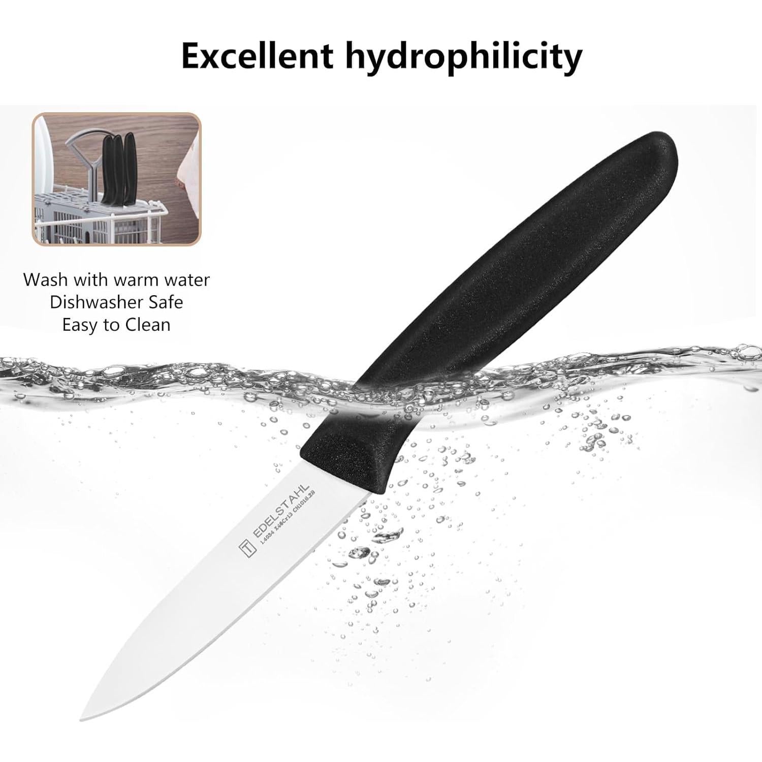 Juego de 6 cuchillos de pelar Targzier, acero inoxidable, negro