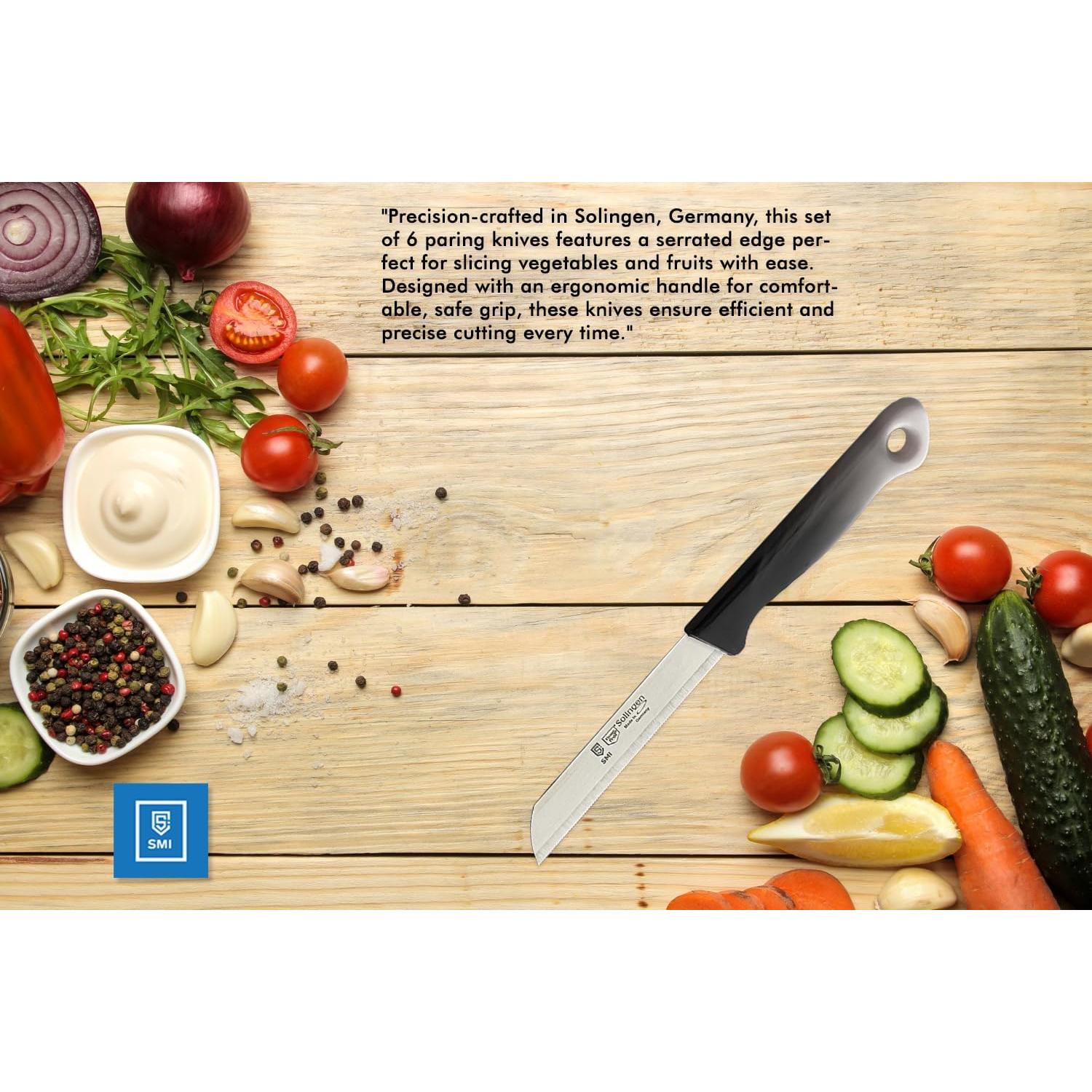 Juego de 6 Cuchillos de Pelar Serrados SMI - Acero Inoxidable