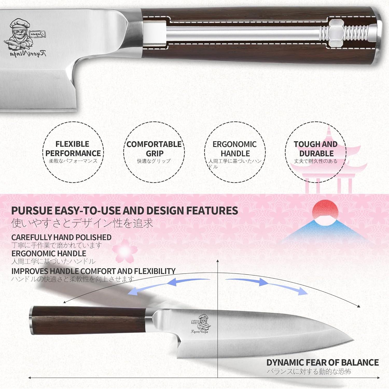 Cuchillo Deba RyoriNinja 17.78 cm Acero Japonés Profesional