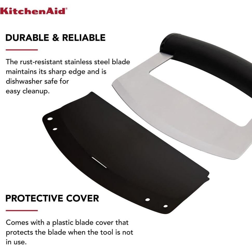 Cuchillo Mezzaluna KitchenAid 15 cm Acero Inoxidable Negro