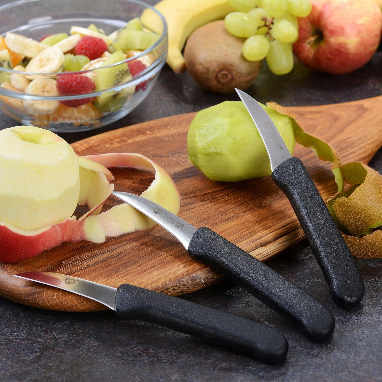 Set de 3 cuchillos de fruta GRÄWE, acero inoxidable, mangos negros