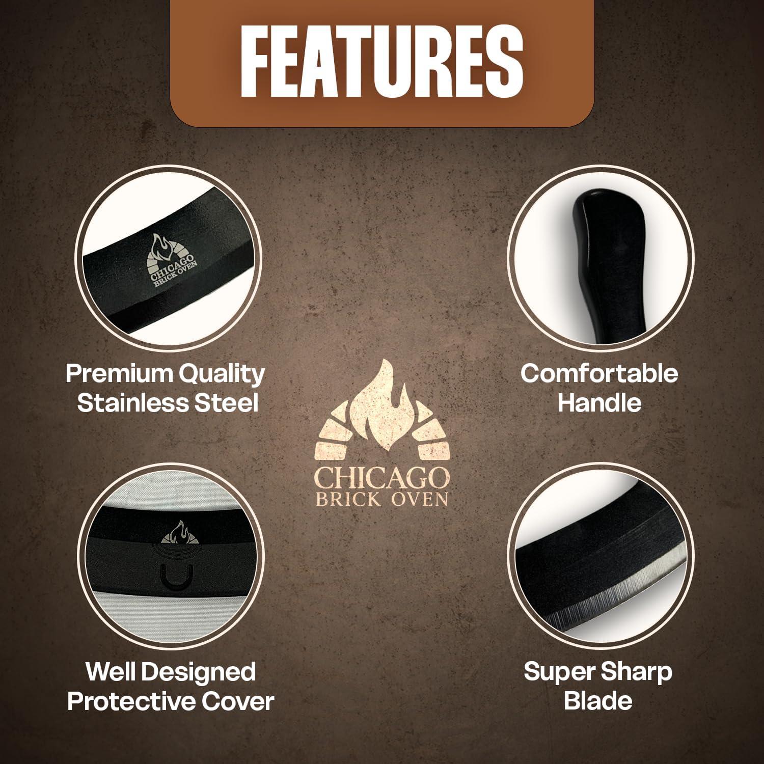 Cortador de Pizza 30.48 cm Chicago Brick Oven Acero Inoxidable