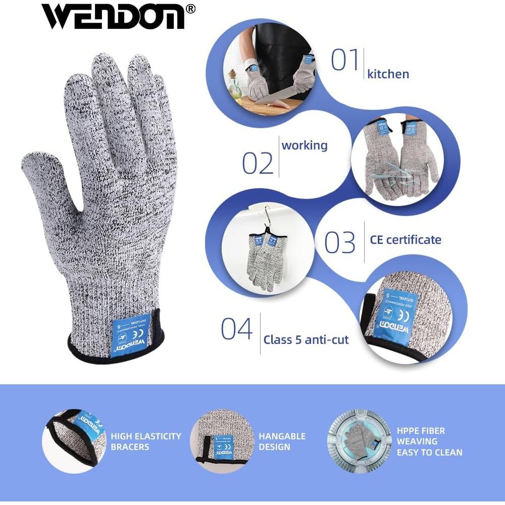 Juego de cuchillos para ostras WENDOM con guantes resistentes