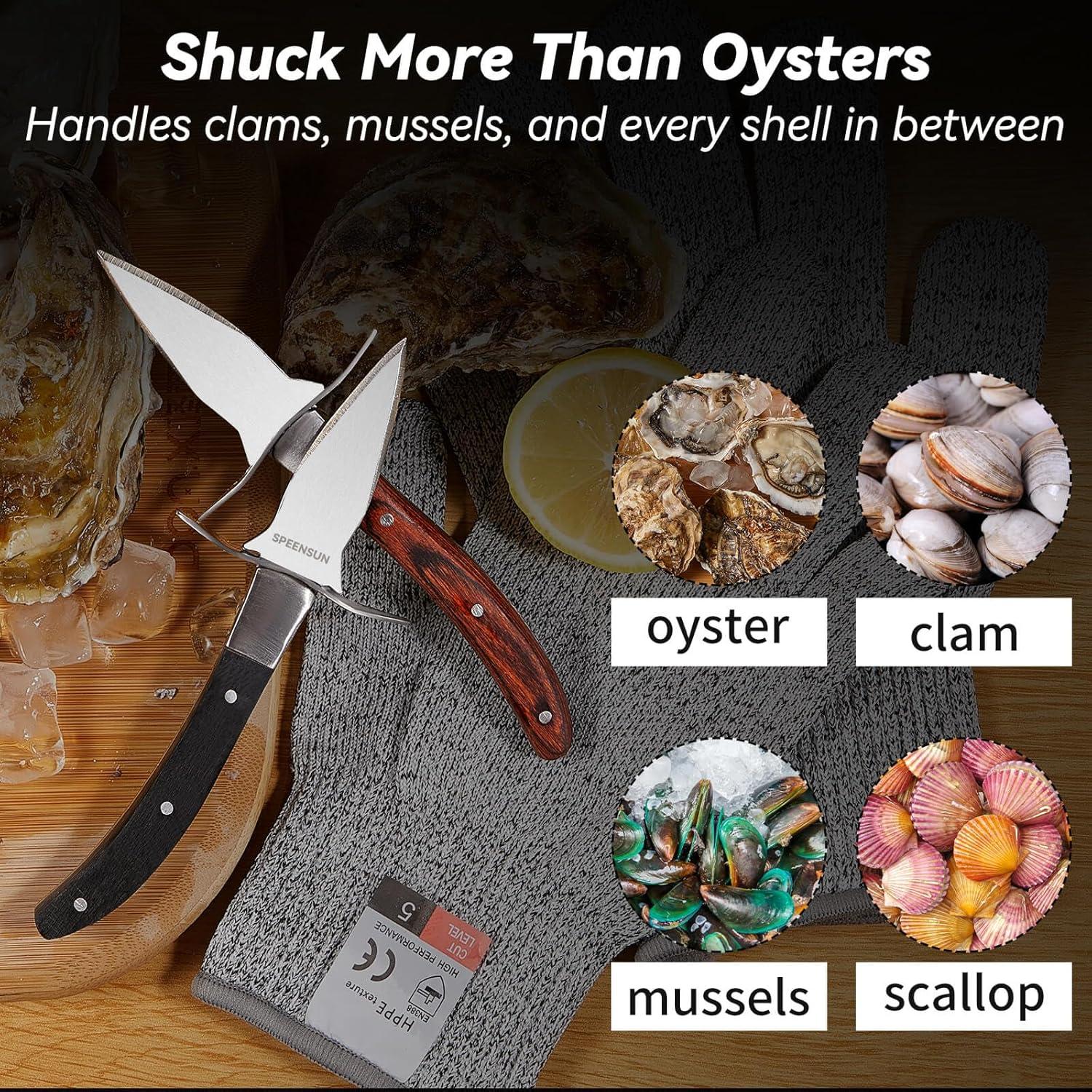 Set de Cuchillos para Abrir Ostras SPEENSUN con Guantes L