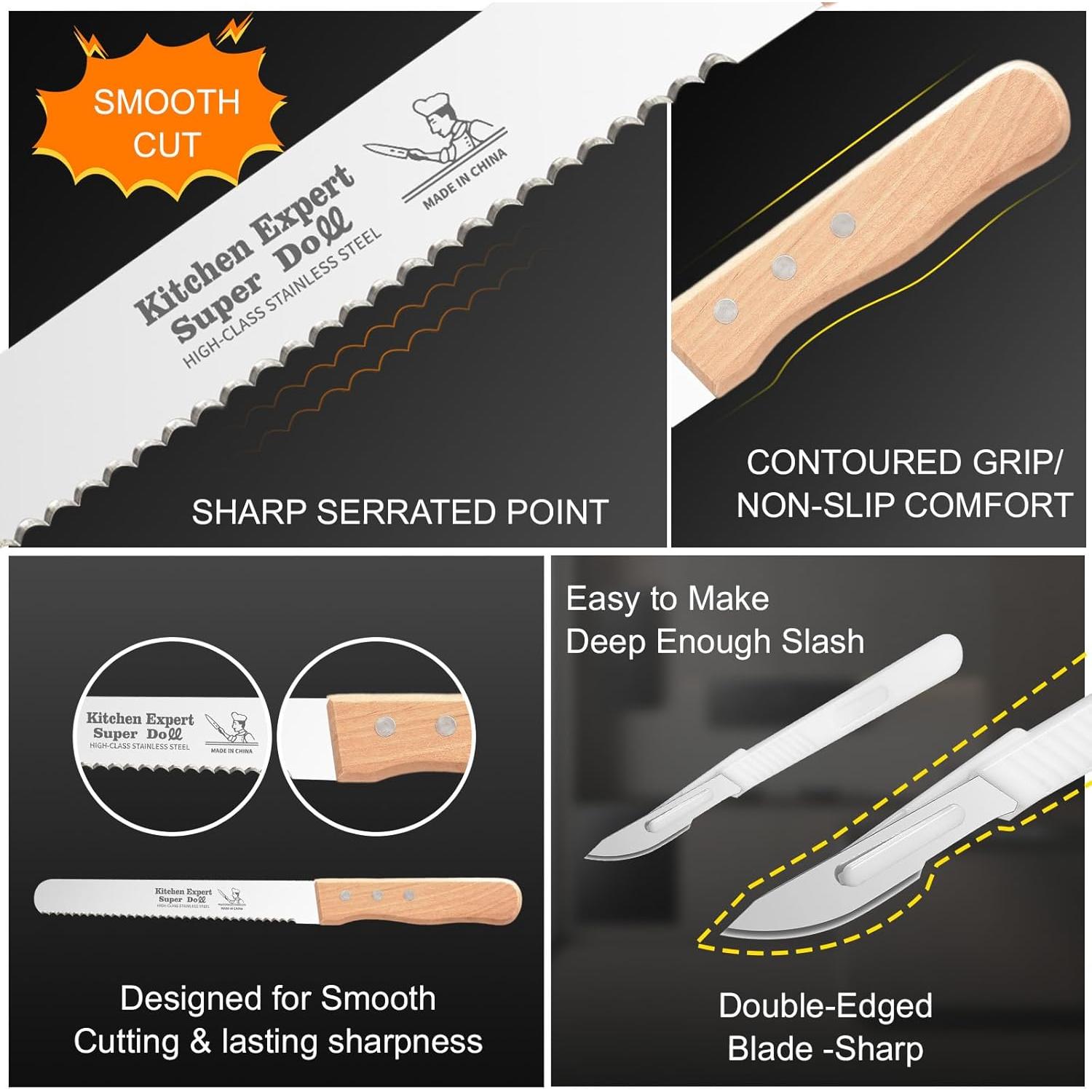 Cuchillo de Pan Serrado 20 cm KNZIFPD - Acero Inoxidable y Madera