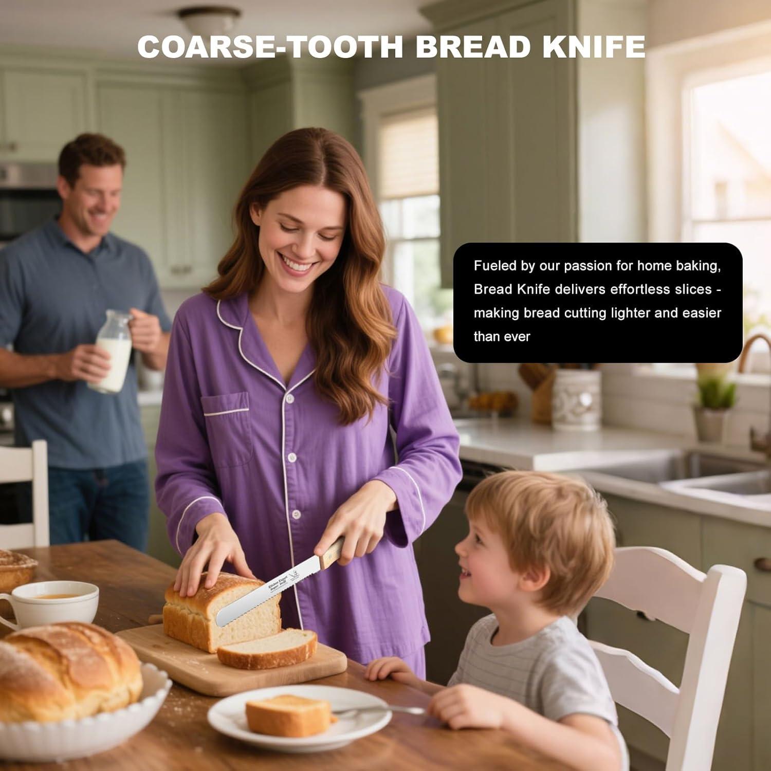 Cuchillo de Pan Serrado 20 cm KNZIFPD - Acero Inoxidable y Madera