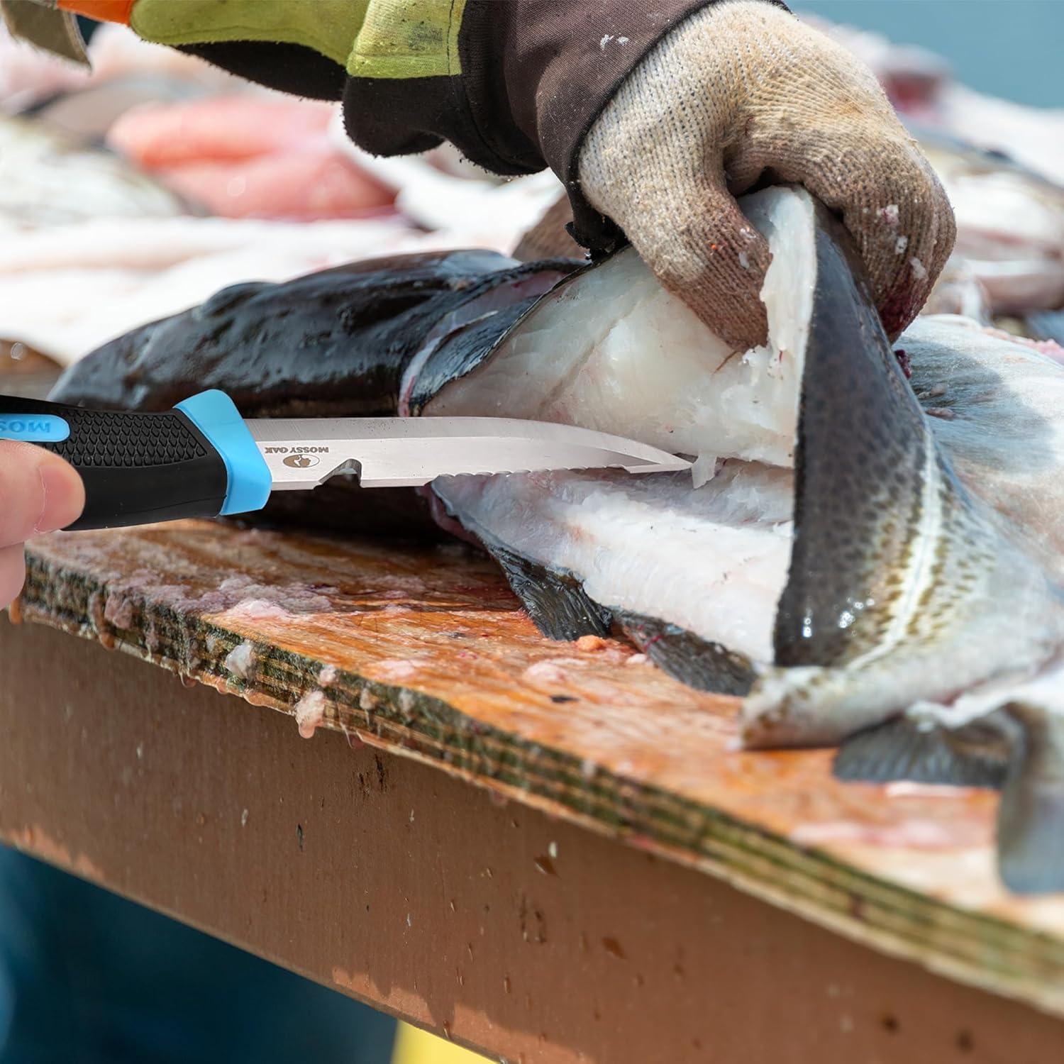 Cuchillo de Pesca Mossy Oak 21.6 cm Hoja Inoxidable Afilada