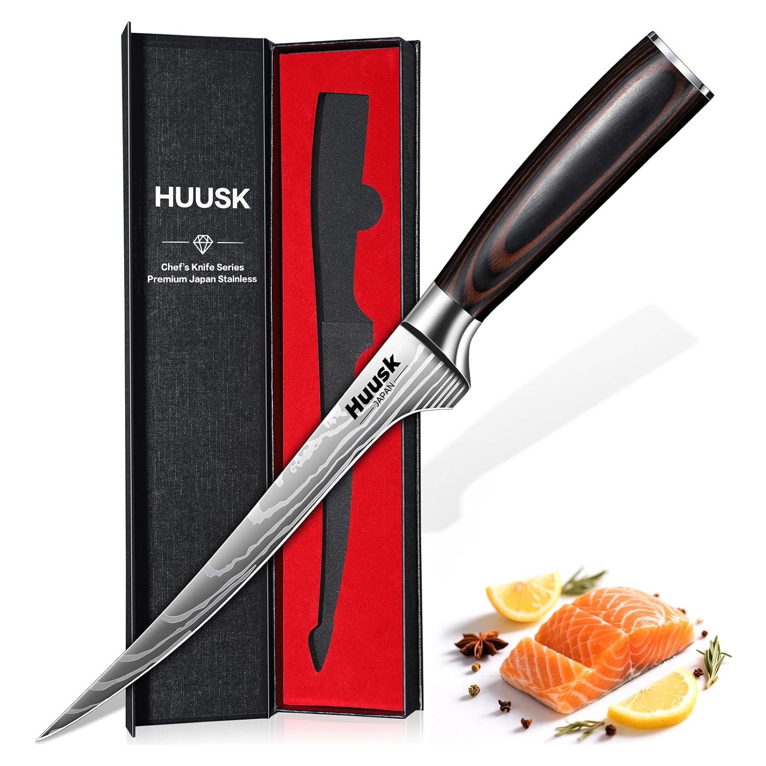 Cuchillo de Filete Huusk 17.78 cm Acero Japonés Mango Madera