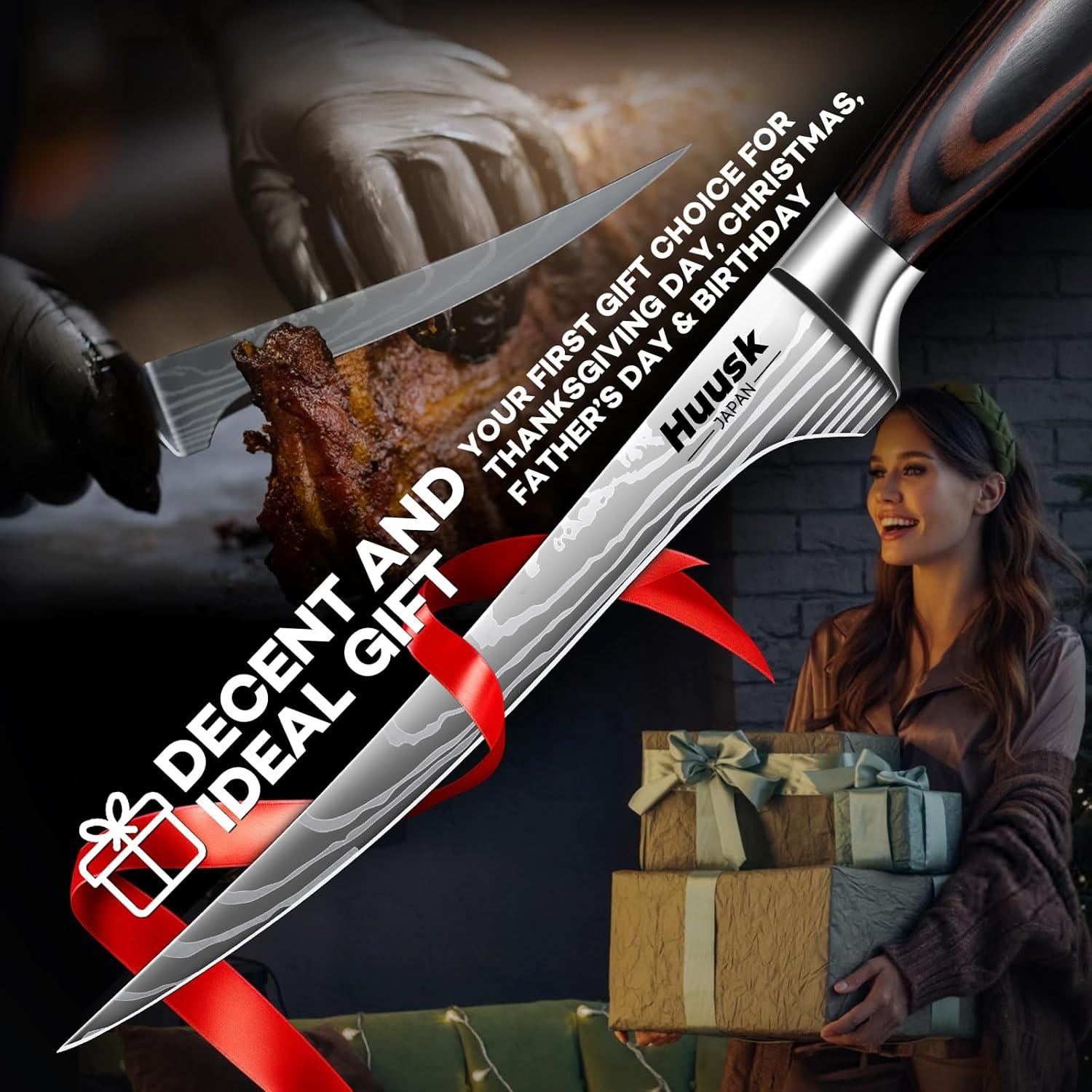 Cuchillo de Filete Huusk 17.78 cm Acero Japonés Mango Madera