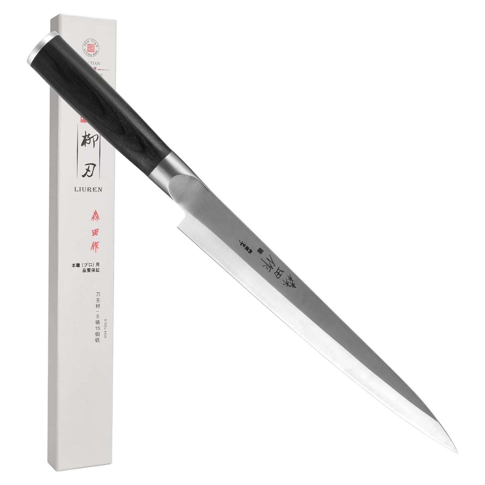 Cuchillo de Sushi Sumteene 240mm Acero Inoxidable Pakkawood