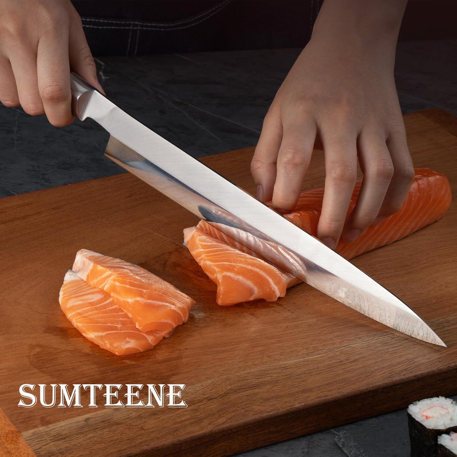 Cuchillo de Sushi Sumteene 240mm Acero Inoxidable Pakkawood
