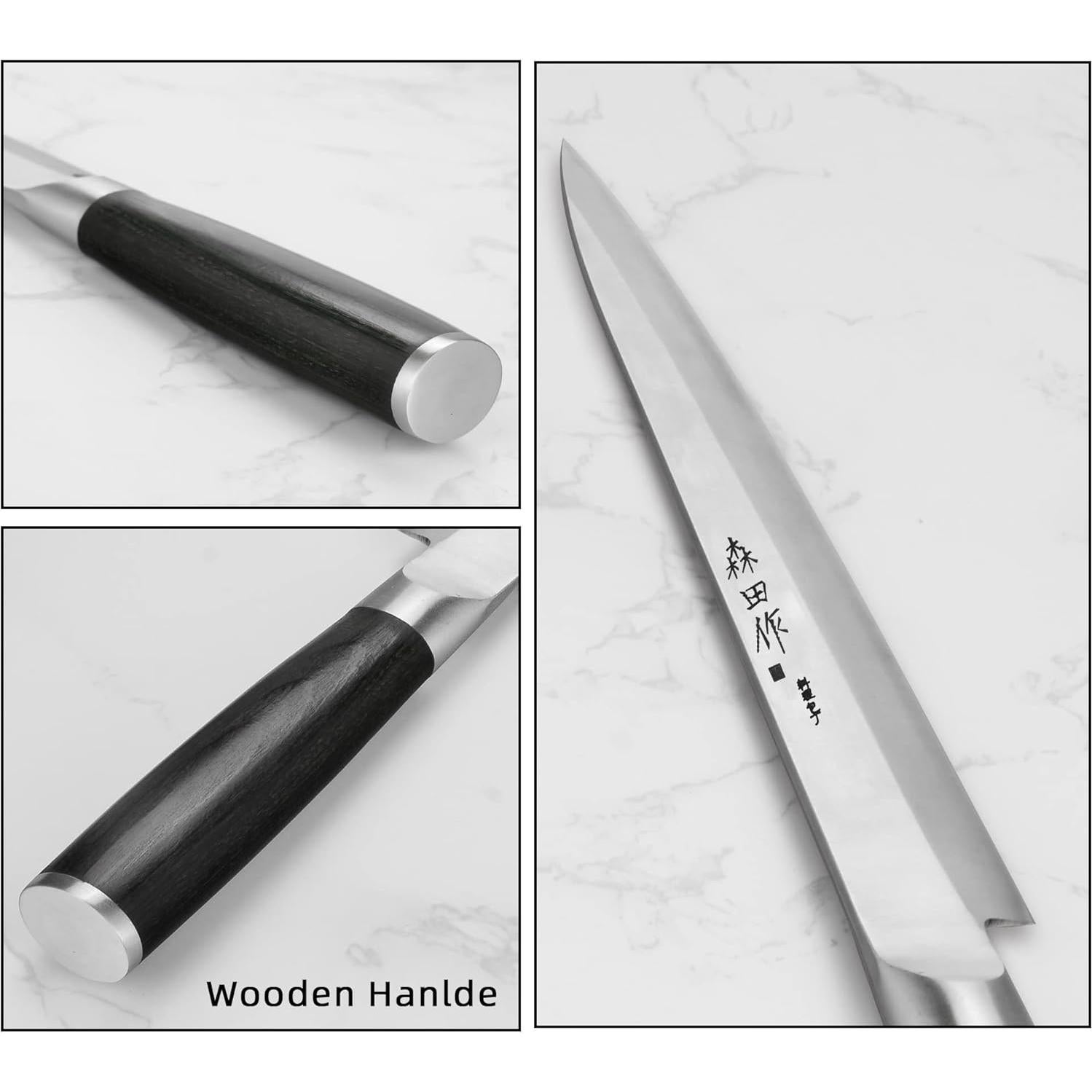 Cuchillo de Sushi Sumteene 240mm Acero Inoxidable Pakkawood