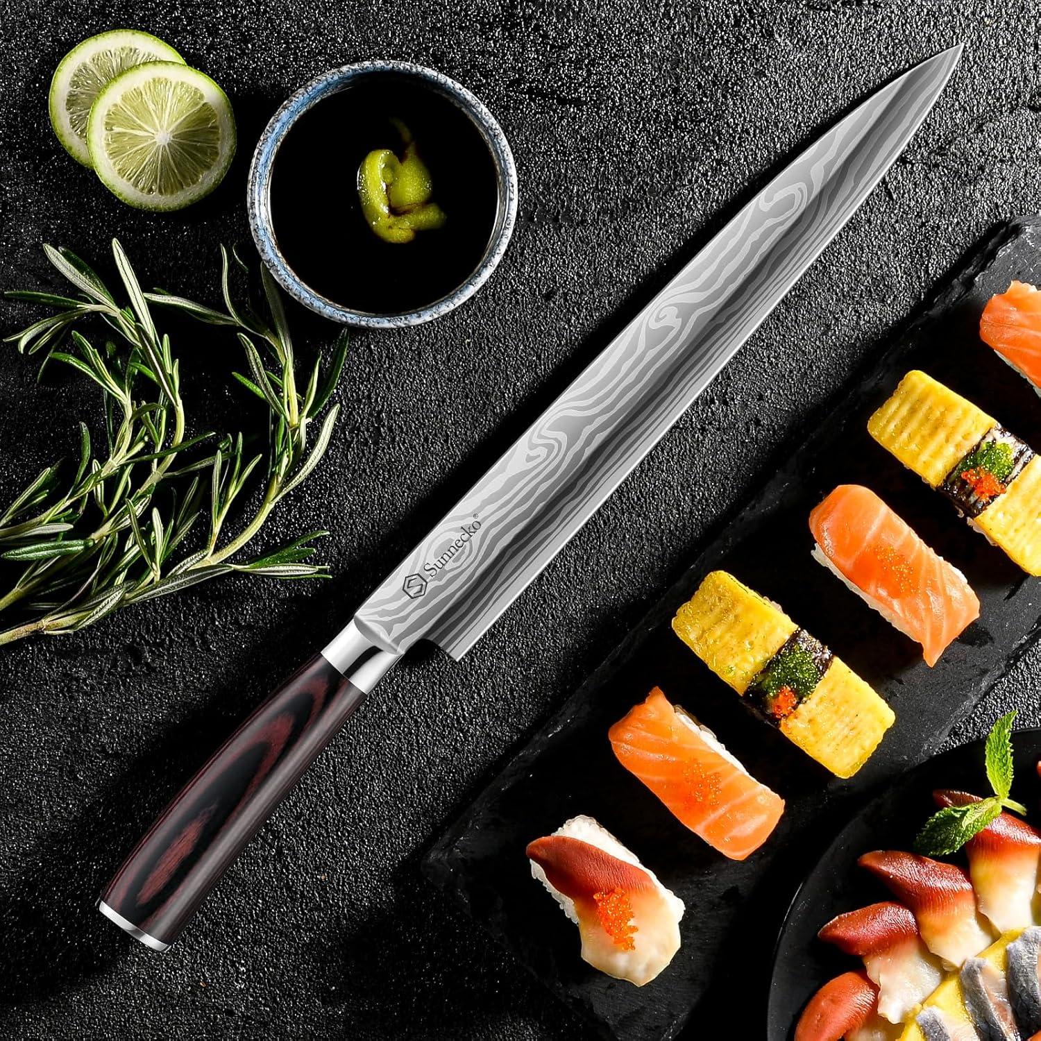 Cuchillo Sashimi Sunnecko 26.7 cm Acero Inoxidable con Funda