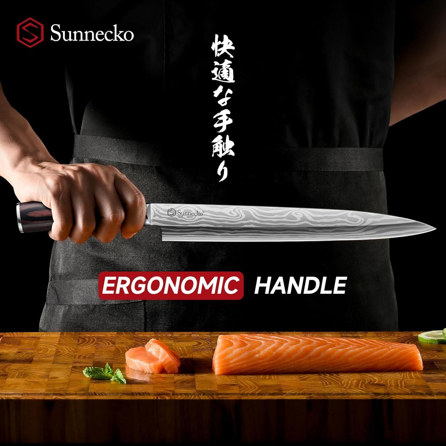 Cuchillo Sashimi Sunnecko 26.7 cm Acero Inoxidable con Funda