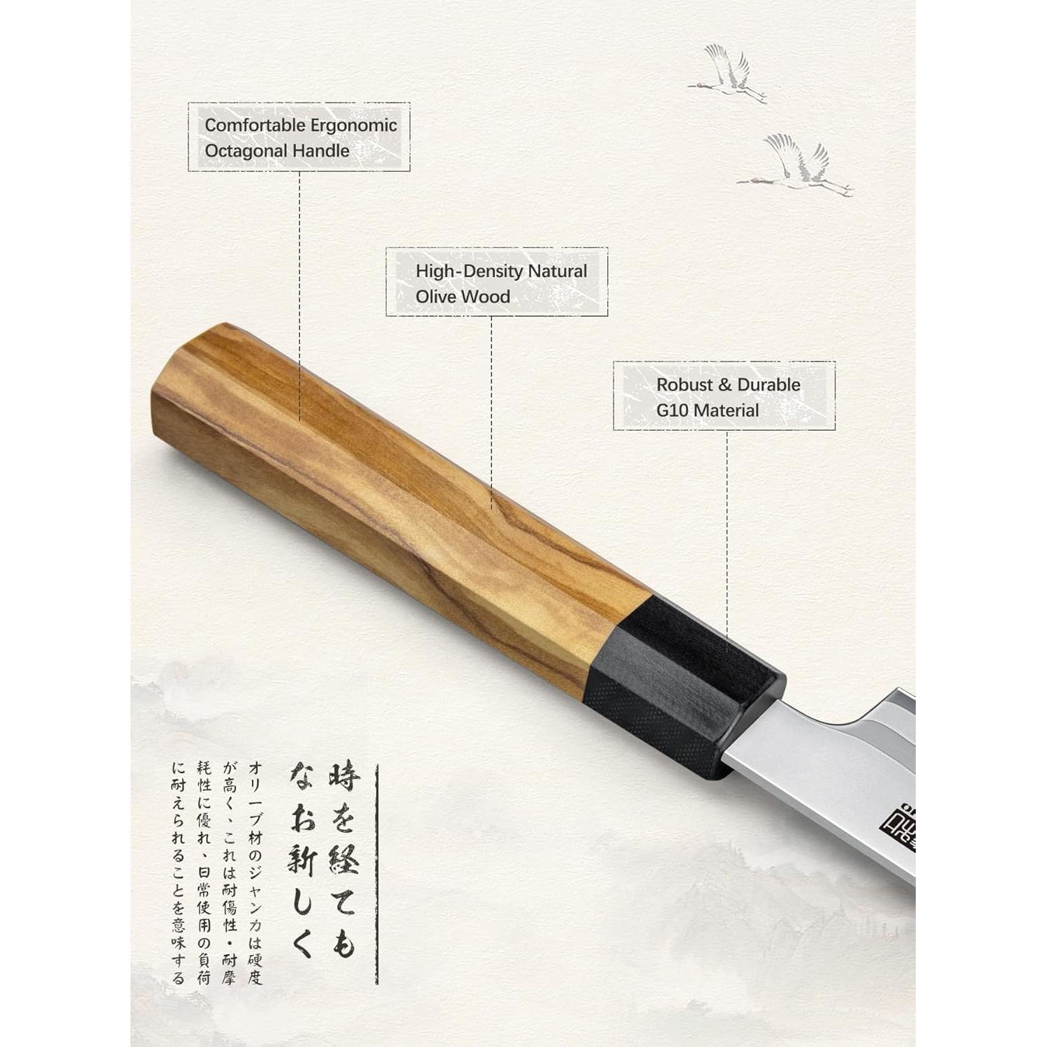 Cuchillo de Sushi HOSHANHO 25.4 cm Acero Alto Carbono Mango Olivo