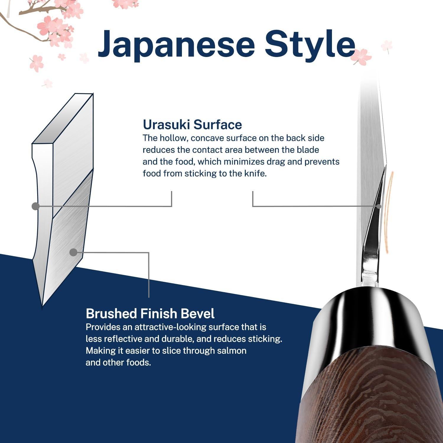 Cuchillo de Sushi Yanagiba Gourmetop 25.4 cm Acero VG10 Wenge