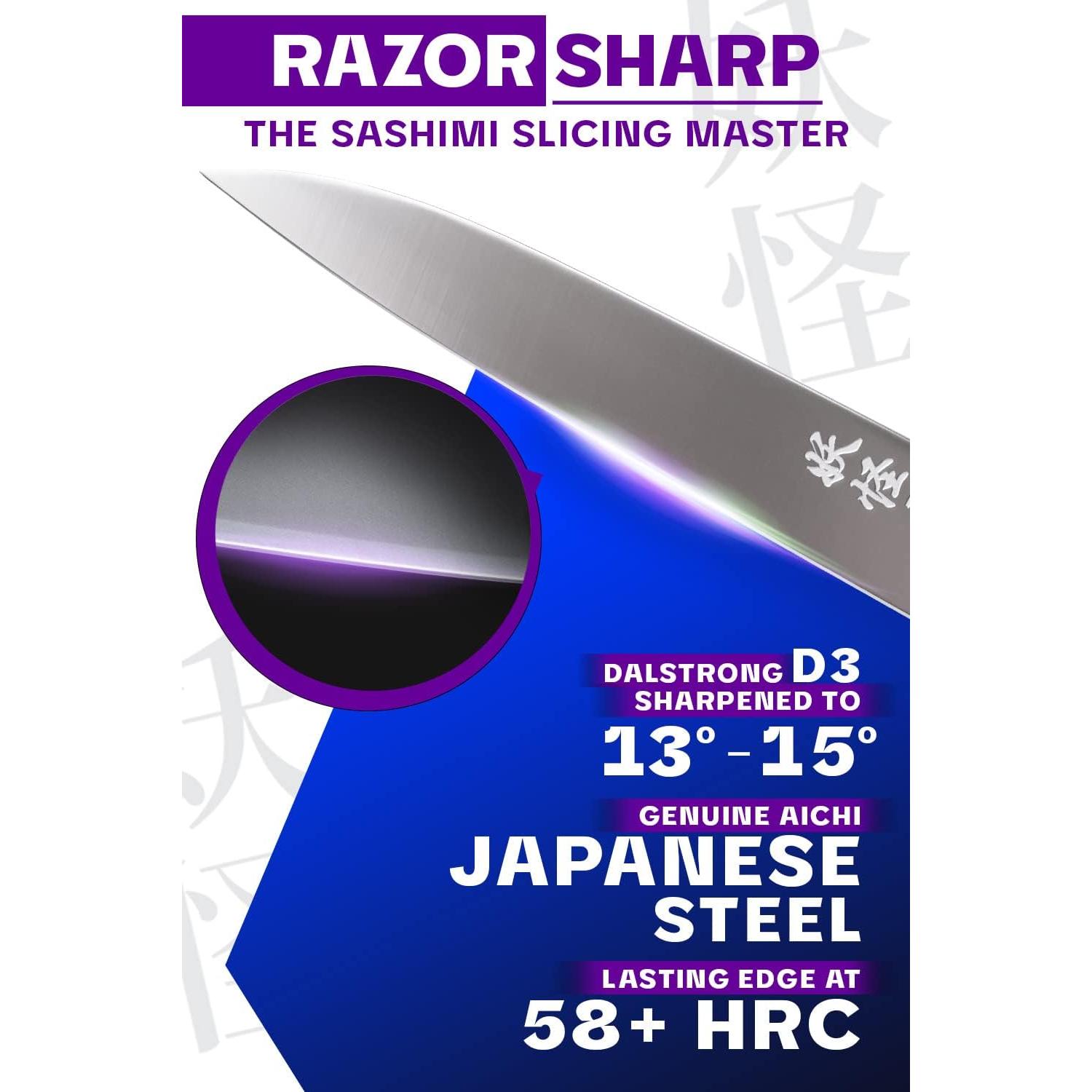 Cuchillo Yanagiba Dalstrong 24.1 cm Acero Japonés AUS-8 Pakkawood