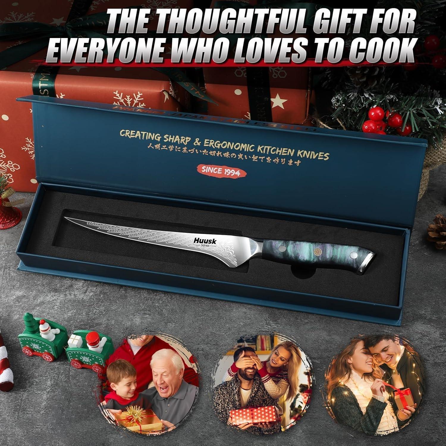 Cuchillo de Filete Huusk 18 cm Acero Inoxidable con Funda