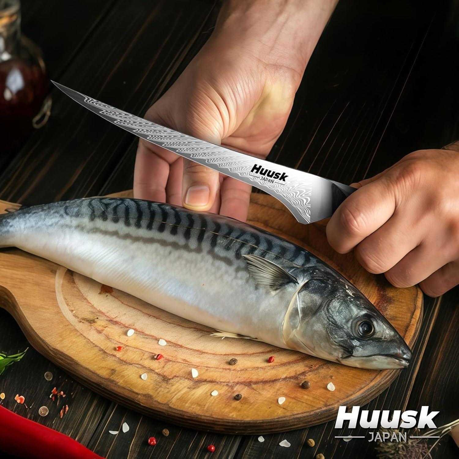 Cuchillo de Filete Huusk 18 cm Acero Inoxidable con Funda