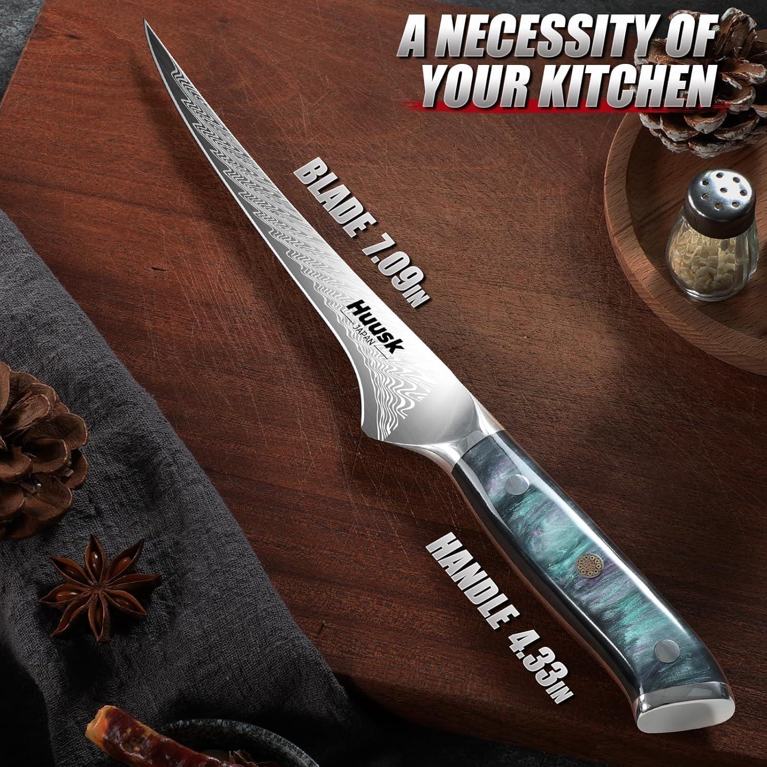 Cuchillo de Filete Huusk 18 cm Acero Inoxidable con Funda