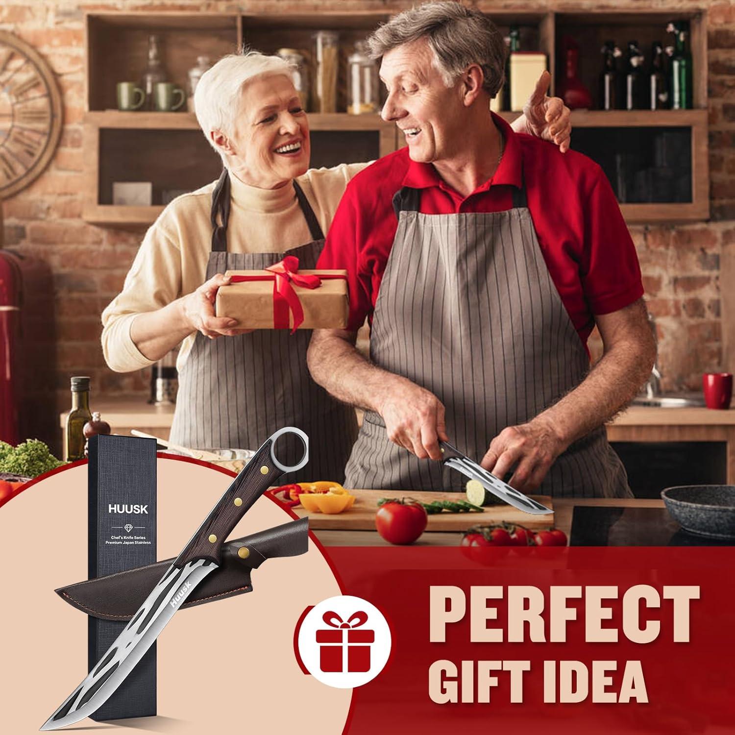 Cuchillo de Carne Huusk 20 cm Forjado a Mano Acero Carbono