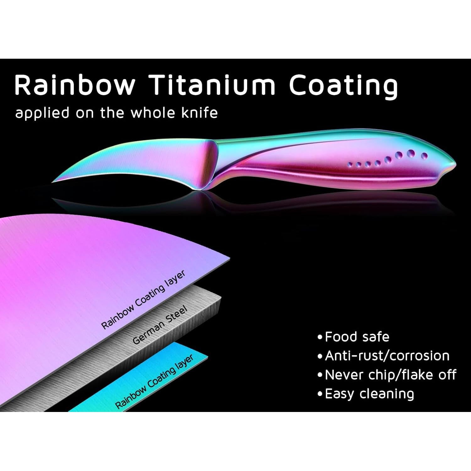 Cuchillo de Pelar Pico de Ave WELLSTAR 6.35 cm Acero Inoxidable Arcoíris