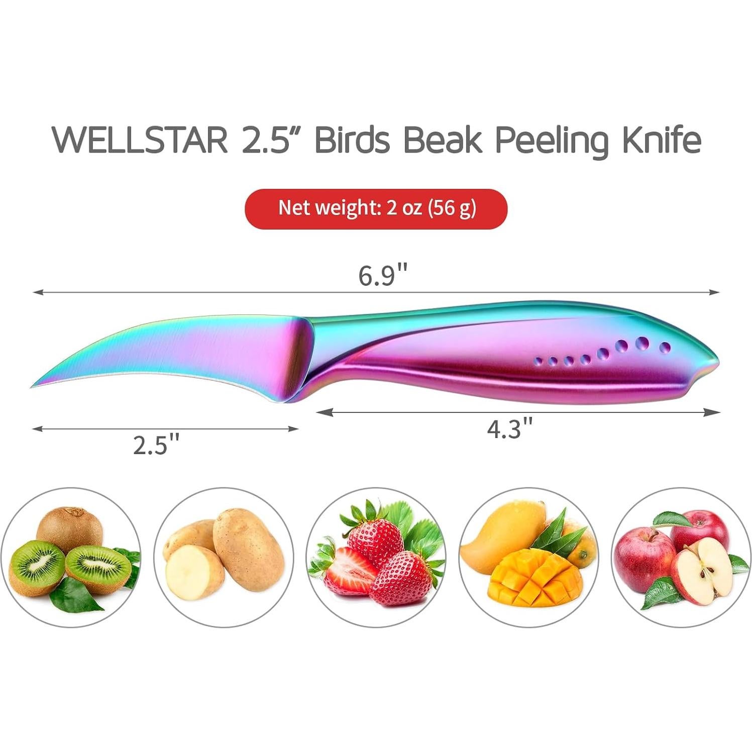 Cuchillo de Pelar Pico de Pájaro WELLSTAR 6.35 cm Acero Inoxidable